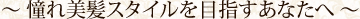 憧れ美髪スタイルを目指すあなたへ